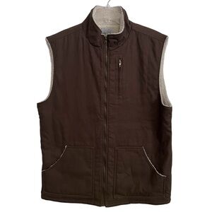 Ocean + Coast Men’s  Sherpa Lined Vest Brown Sz Large Zip Up